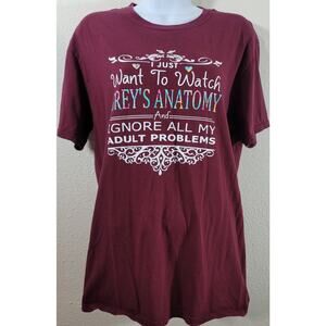 Gildan Burgundy Just Want To Watch Grey's Anatomy Ignore Adult Problem Top Large